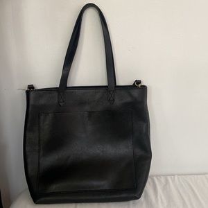 Madewell Zip top Medium Transport Tote Black Leather